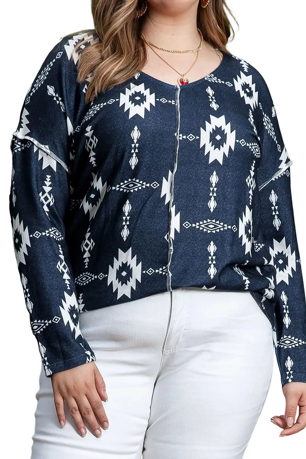 Chic gray plus size v-neck top - Love Salve